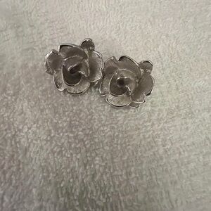 Monet vintage Silver Floral Earrings